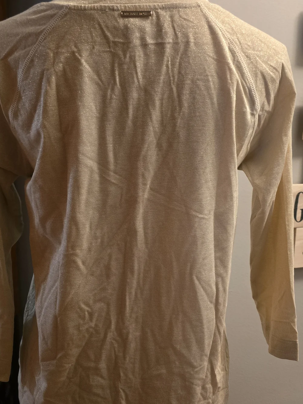 Michael Kors Gold Metallic 3/4 Sleeve Women's Top